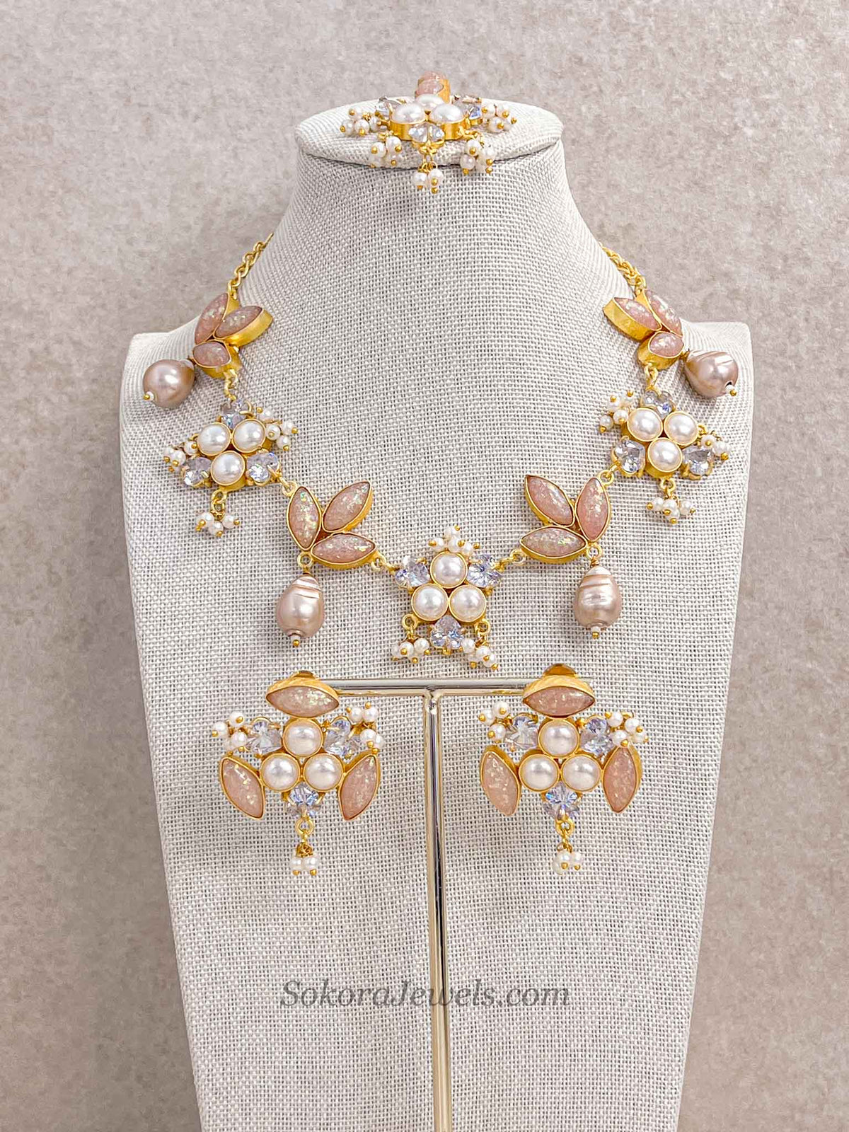 Iridescent Quartz & Pearl Statement Jewellery Set