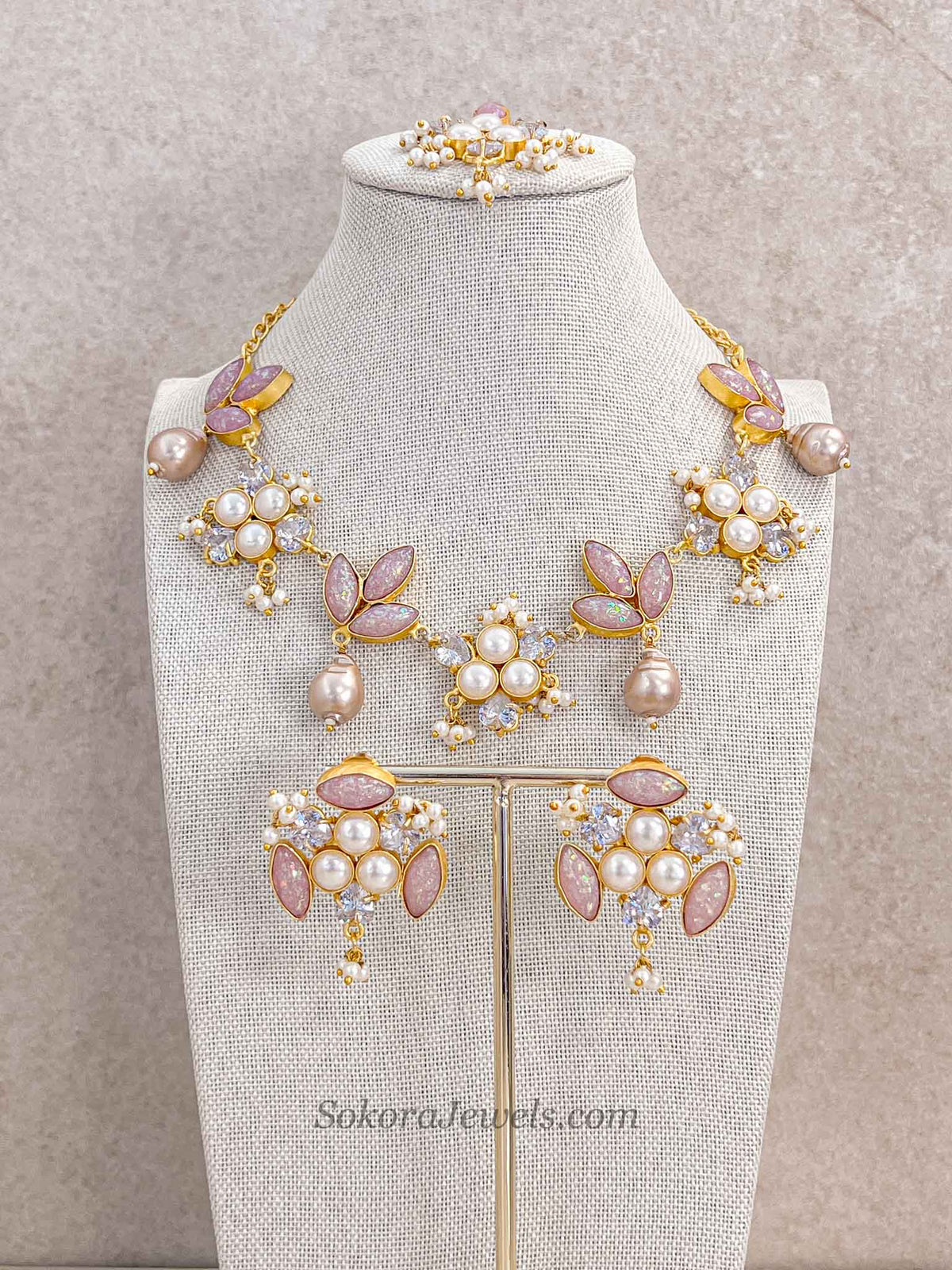 Iridescent Quartz & Pearl Statement Jewellery Set