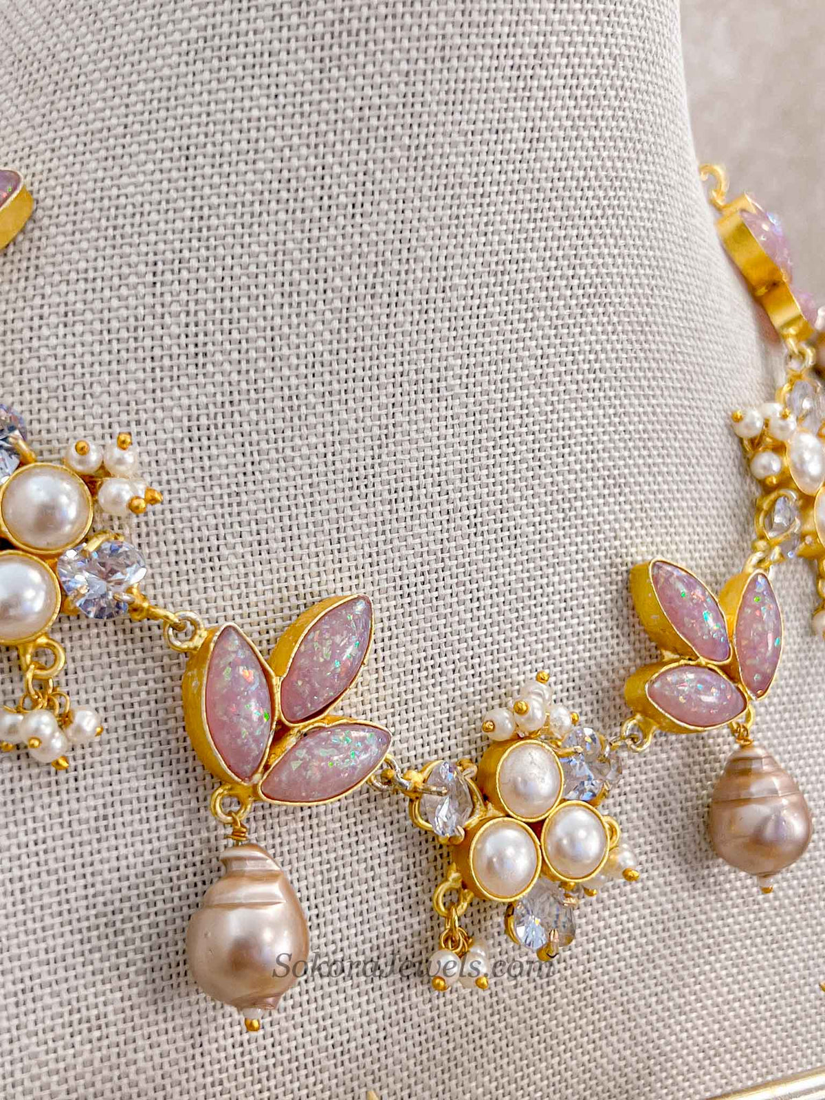 Iridescent Quartz & Pearl Statement Jewellery Set