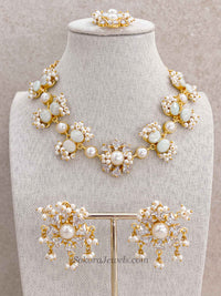 Pale Mint Gem Stone Necklace Set