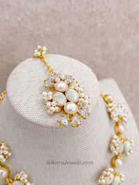 Pale Mint Gem Stone Necklace Set