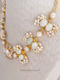 Pale Mint Gem Stone Necklace Set