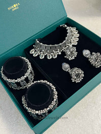 Oxidised Silver Necklace and Bracelet set