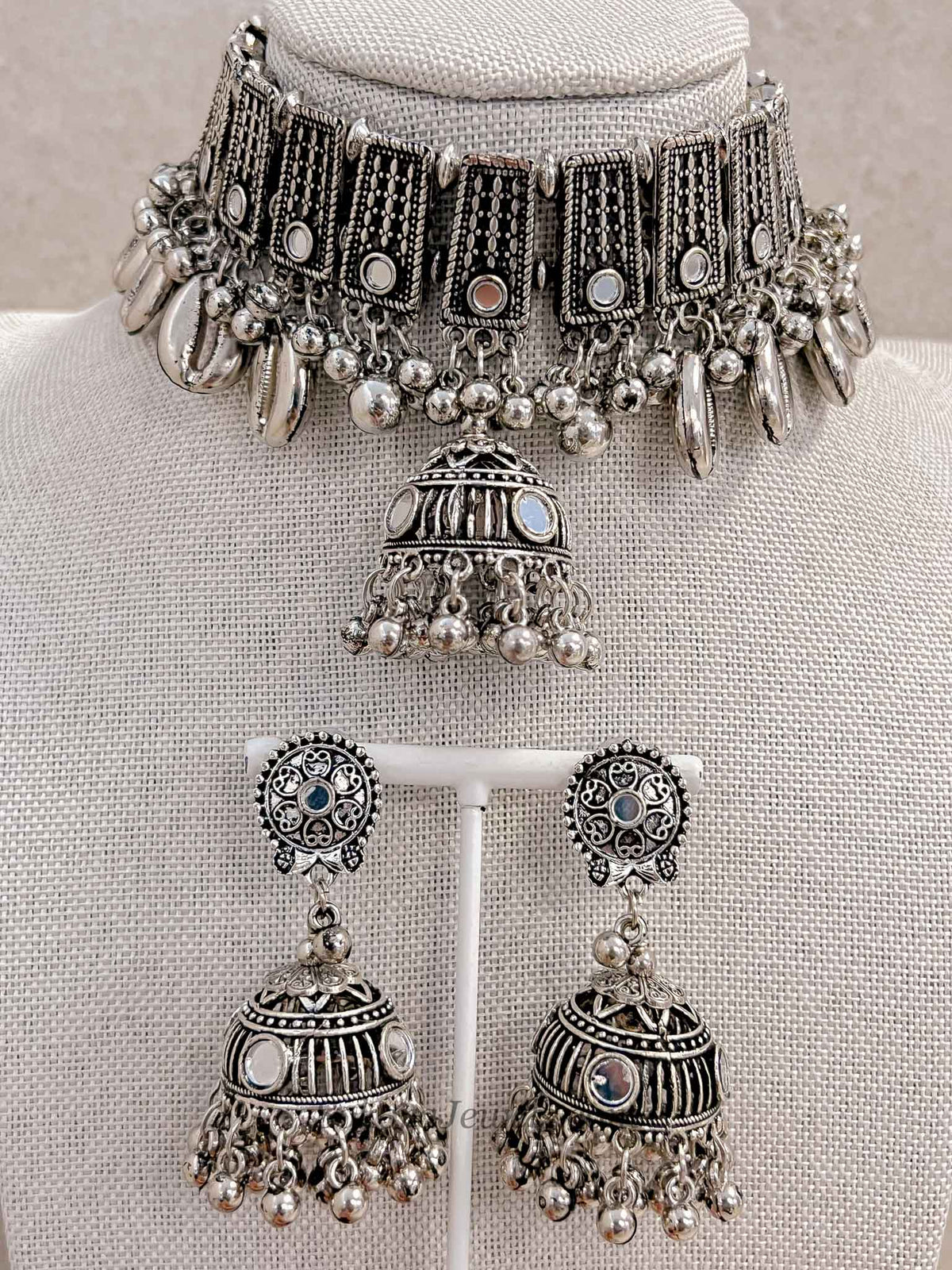 Oxidised Silver Necklace and Bracelet set