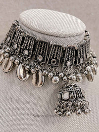 Oxidised Silver Necklace and Bracelet set