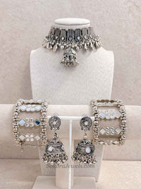 Oxidised Silver Necklace and Bracelet set