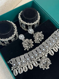 Oxidised Silver Necklace and Bracelet set