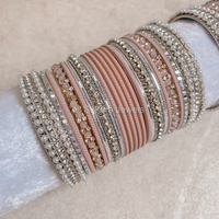 Silver Bangle Stack - Taupe