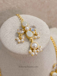 Pale Gemstone & Pearl Statement Necklace Set