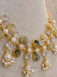 Pale Gemstone & Pearl Statement Necklace Set