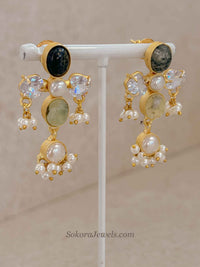 Pale Gemstone & Pearl Statement Necklace Set