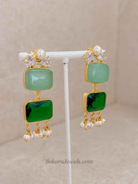 Geometric Gemstone & Pearl Statement Necklace Set