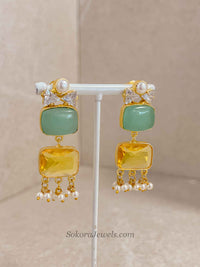 Geometric Gemstone & Pearl Statement Necklace Set