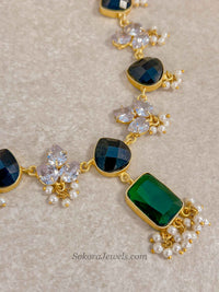 Geometric Drop Pendant & Pearl Statement Necklace Sets