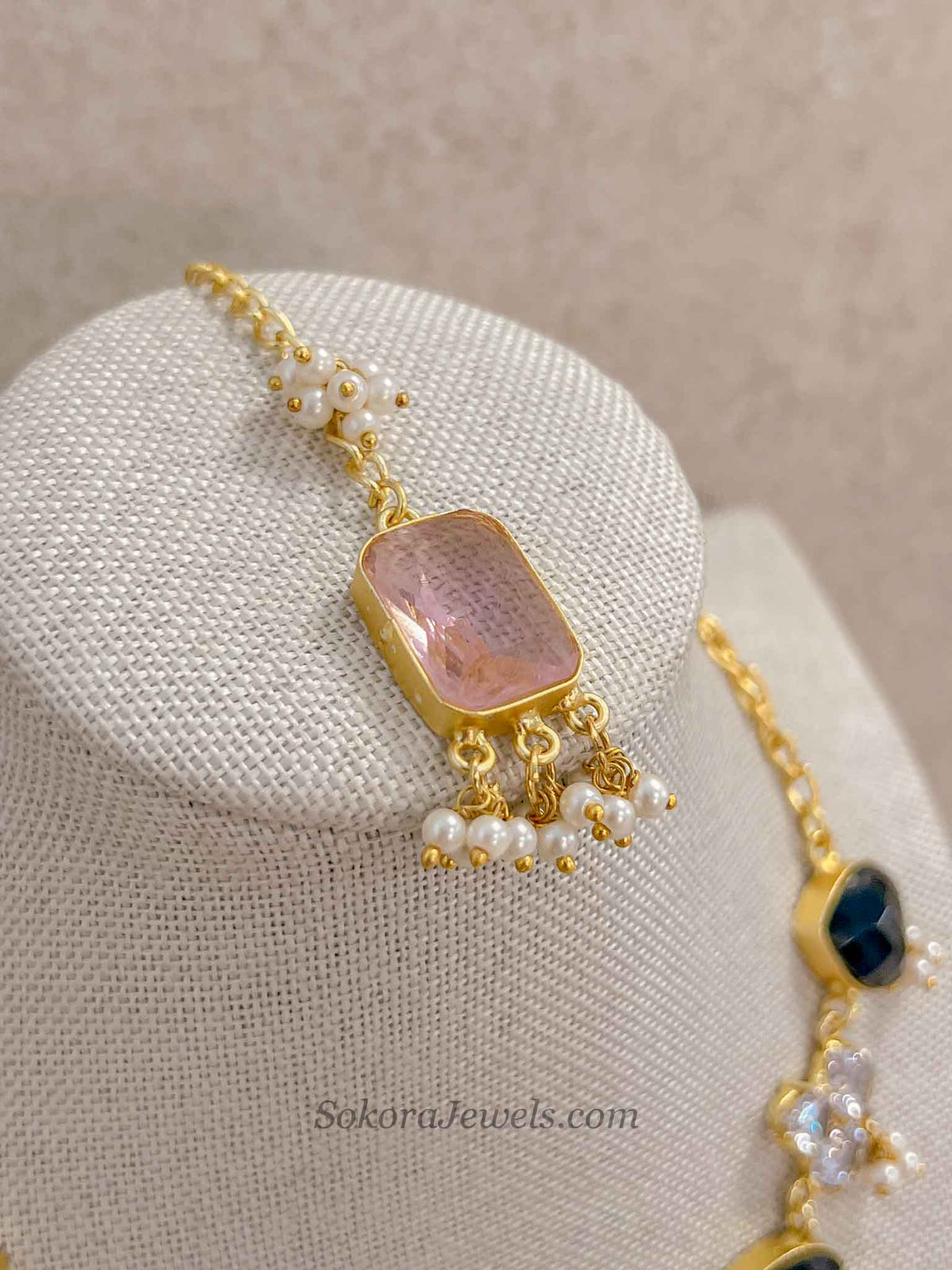 Geometric Drop Pendant & Pearl Statement Necklace Sets