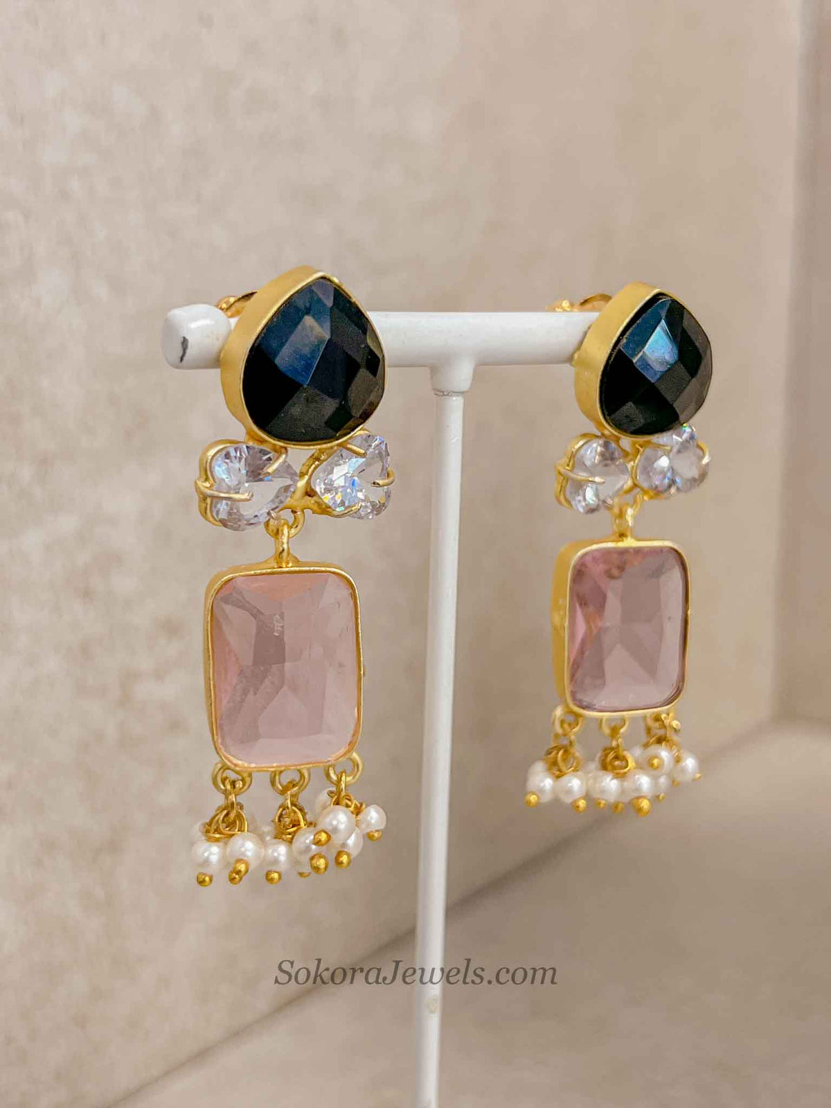 Geometric Drop Pendant & Pearl Statement Necklace Sets
