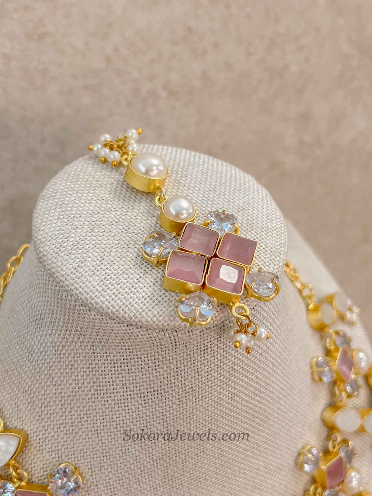 Modern Blossom Gemstone & Pearl Necklace Sets