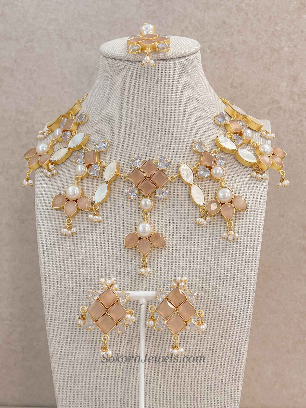 Modern Blossom Gemstone & Pearl Necklace Sets
