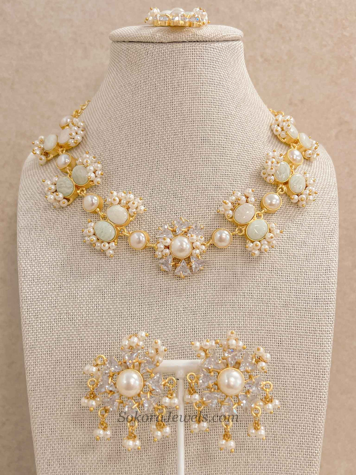 Pearl & Pale Gemstone Statement Set