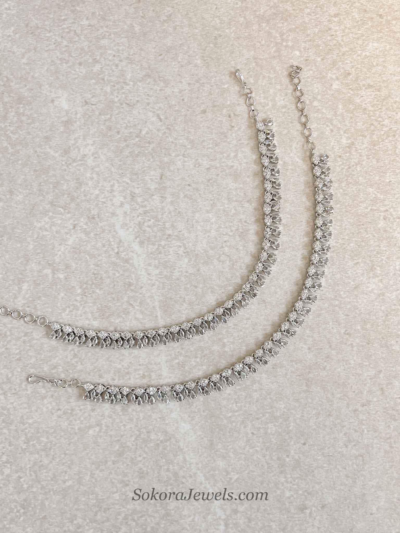 Silver American Diamond Bridal Payal