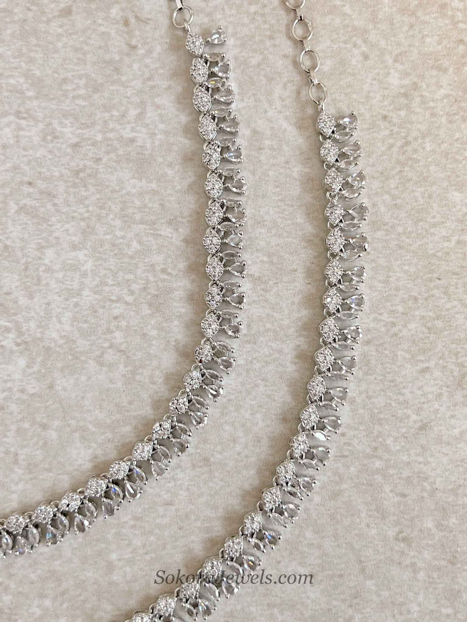 Silver American Diamond Bridal Payal