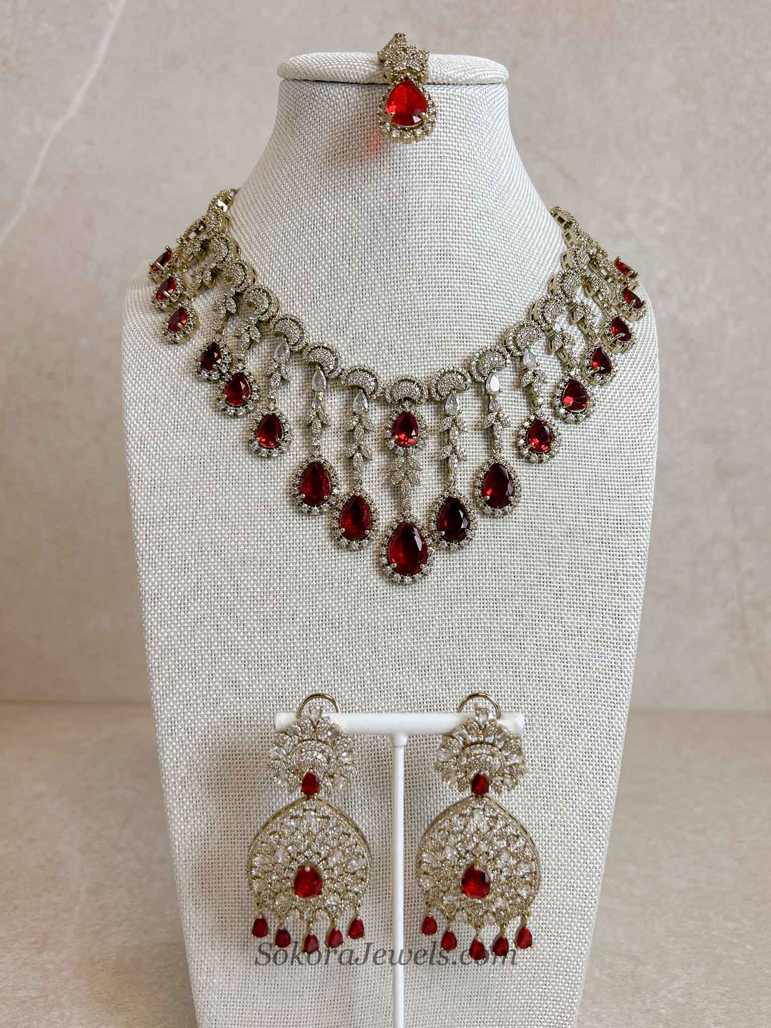 Suneeta Bridal American Diamond Set – Antique Gold Base