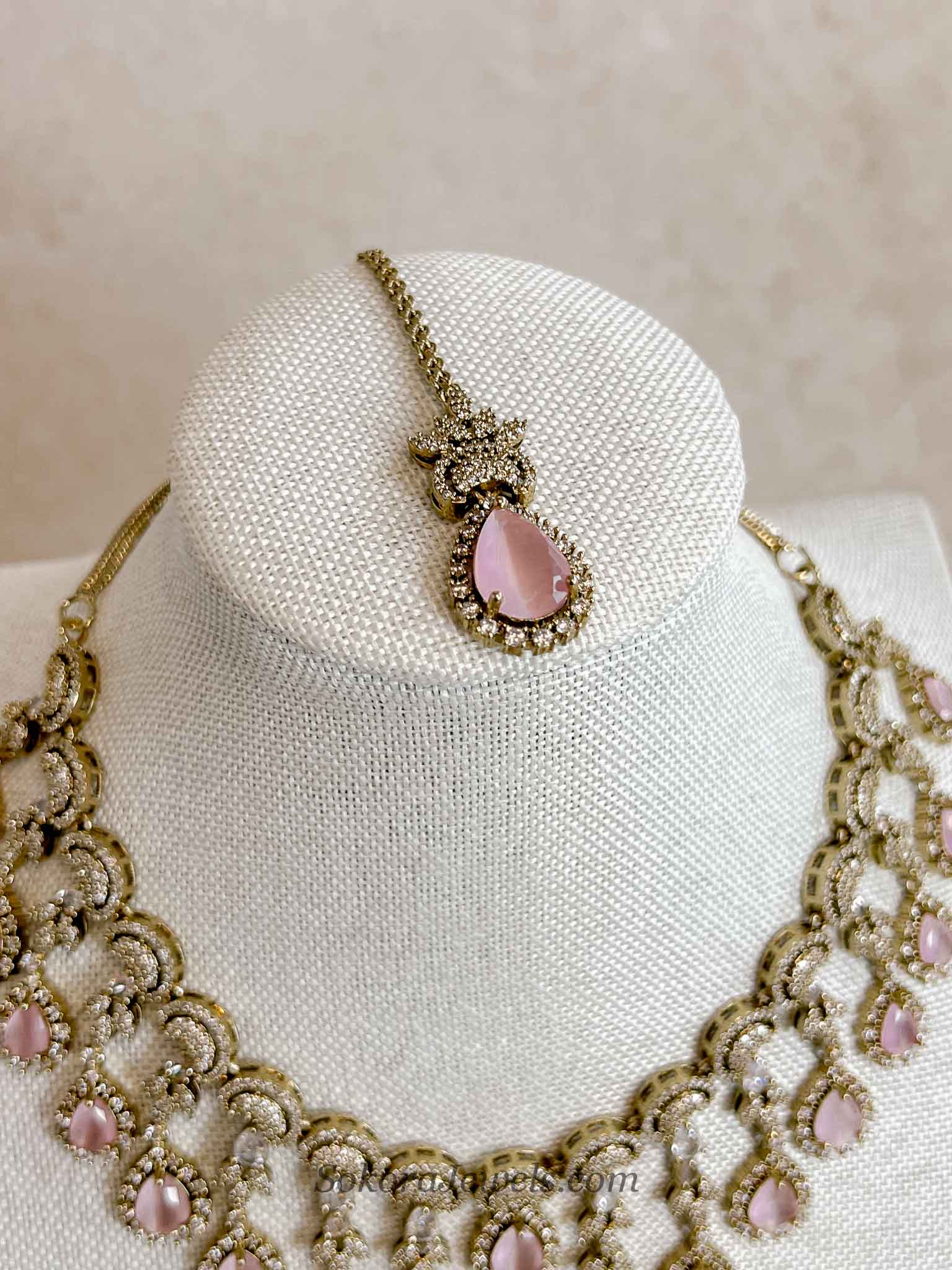 Suneeta Bridal American Diamond Set – Antique Gold Base