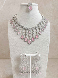 Suneeta Bridal American Diamond Set – Silver Base