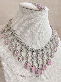 Suneeta Bridal American Diamond Set – Silver Base