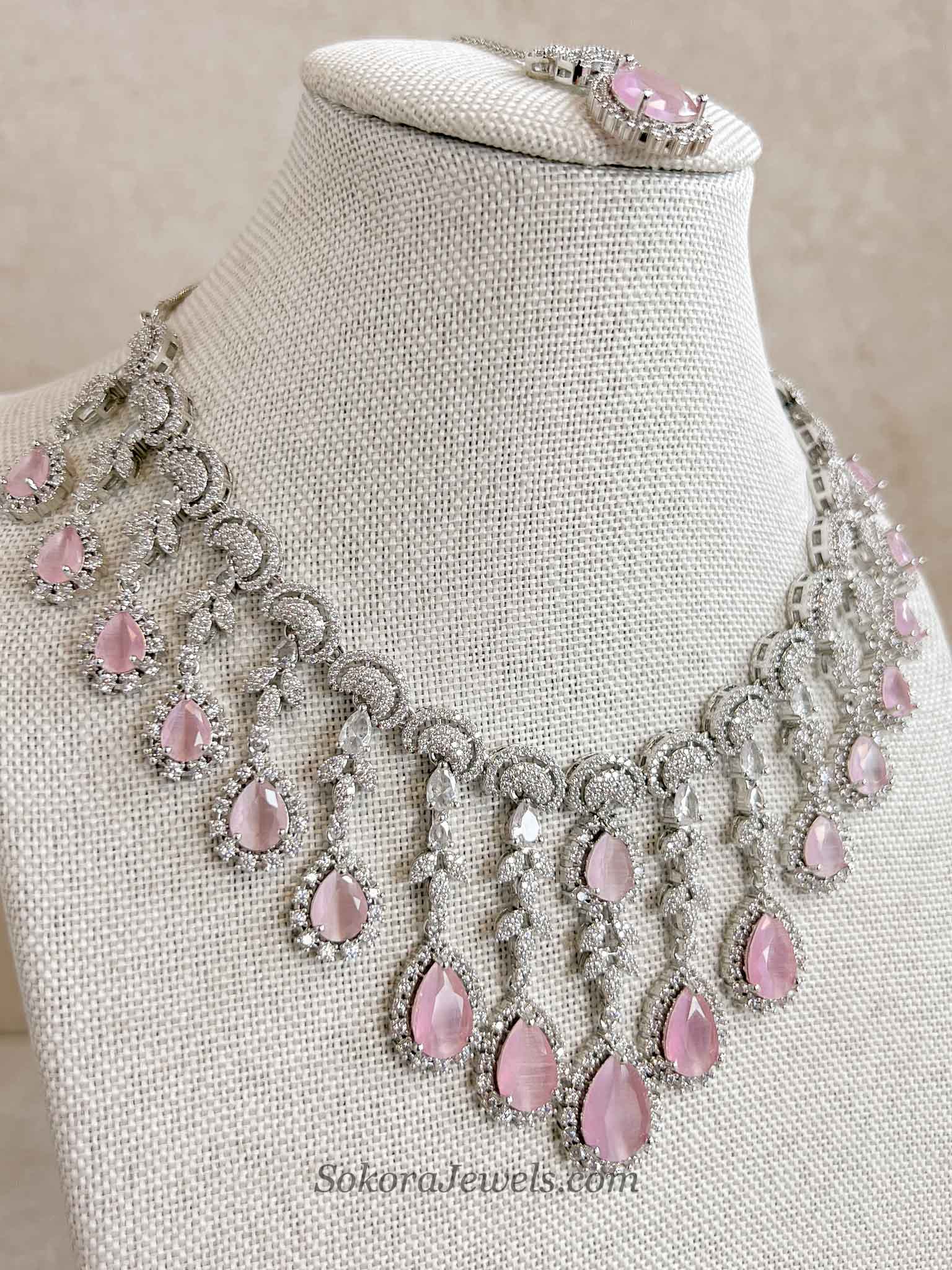 Suneeta Bridal American Diamond Set – Silver Base