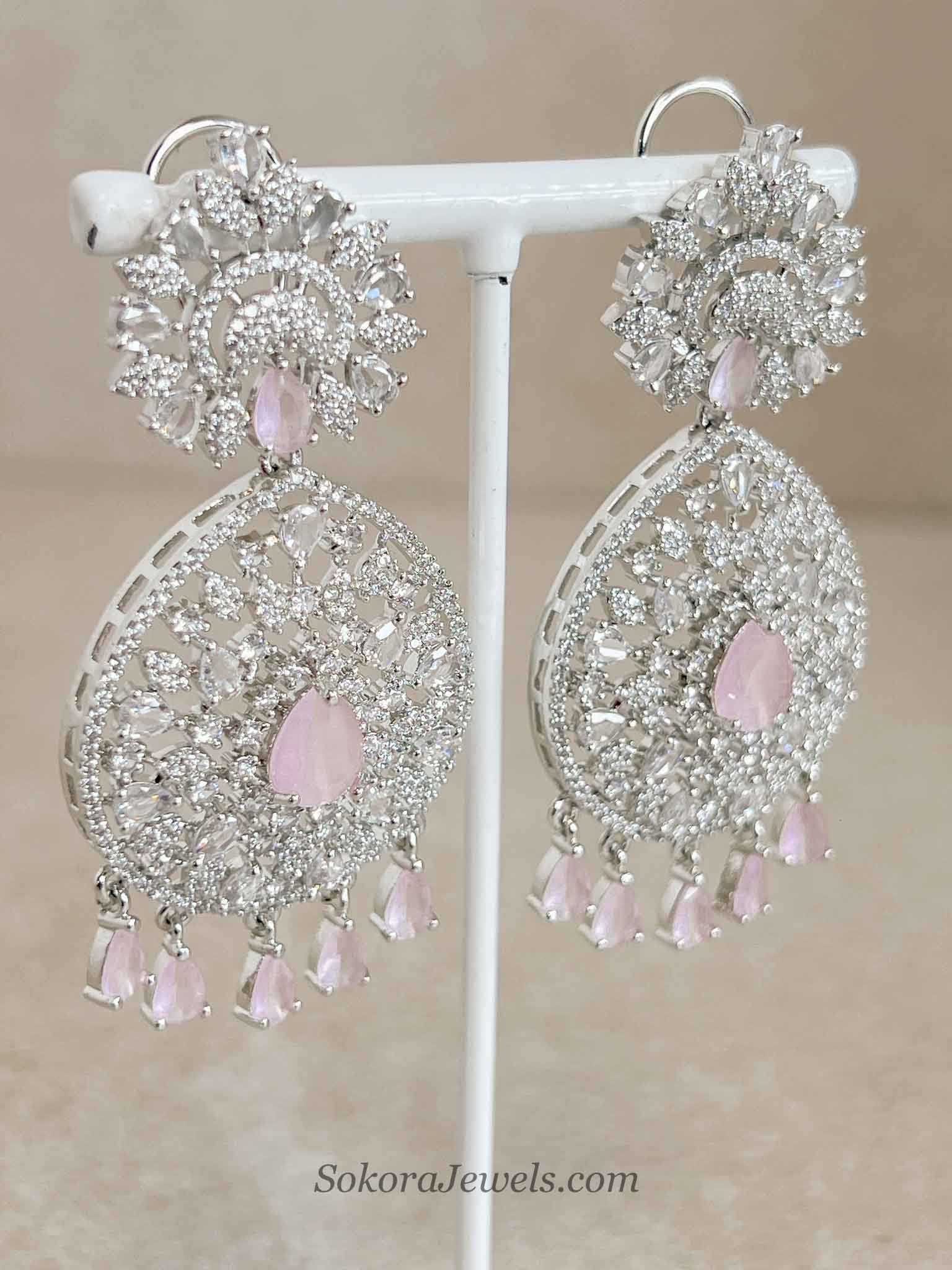 Suneeta Bridal American Diamond Set – Silver Base