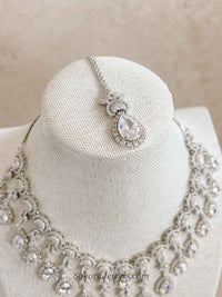 Suneeta Bridal American Diamond Set – Silver Base