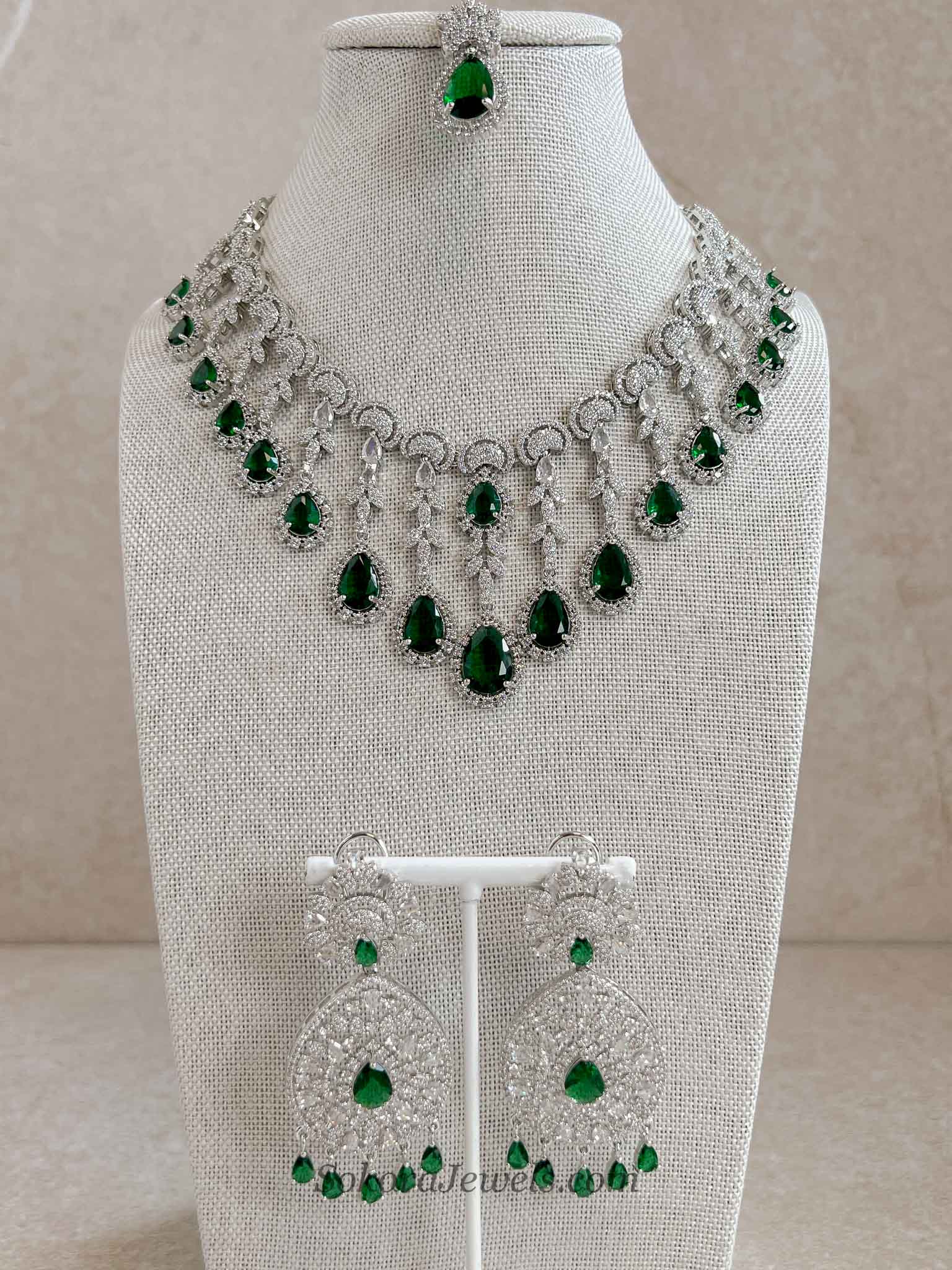 Suneeta Bridal American Diamond Set – Silver Base
