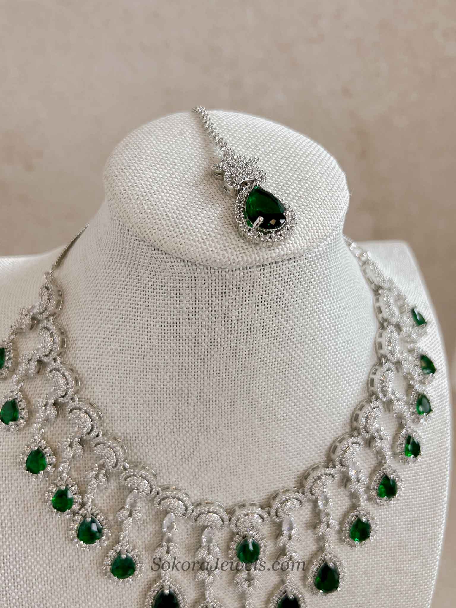 Suneeta Bridal American Diamond Set – Silver Base