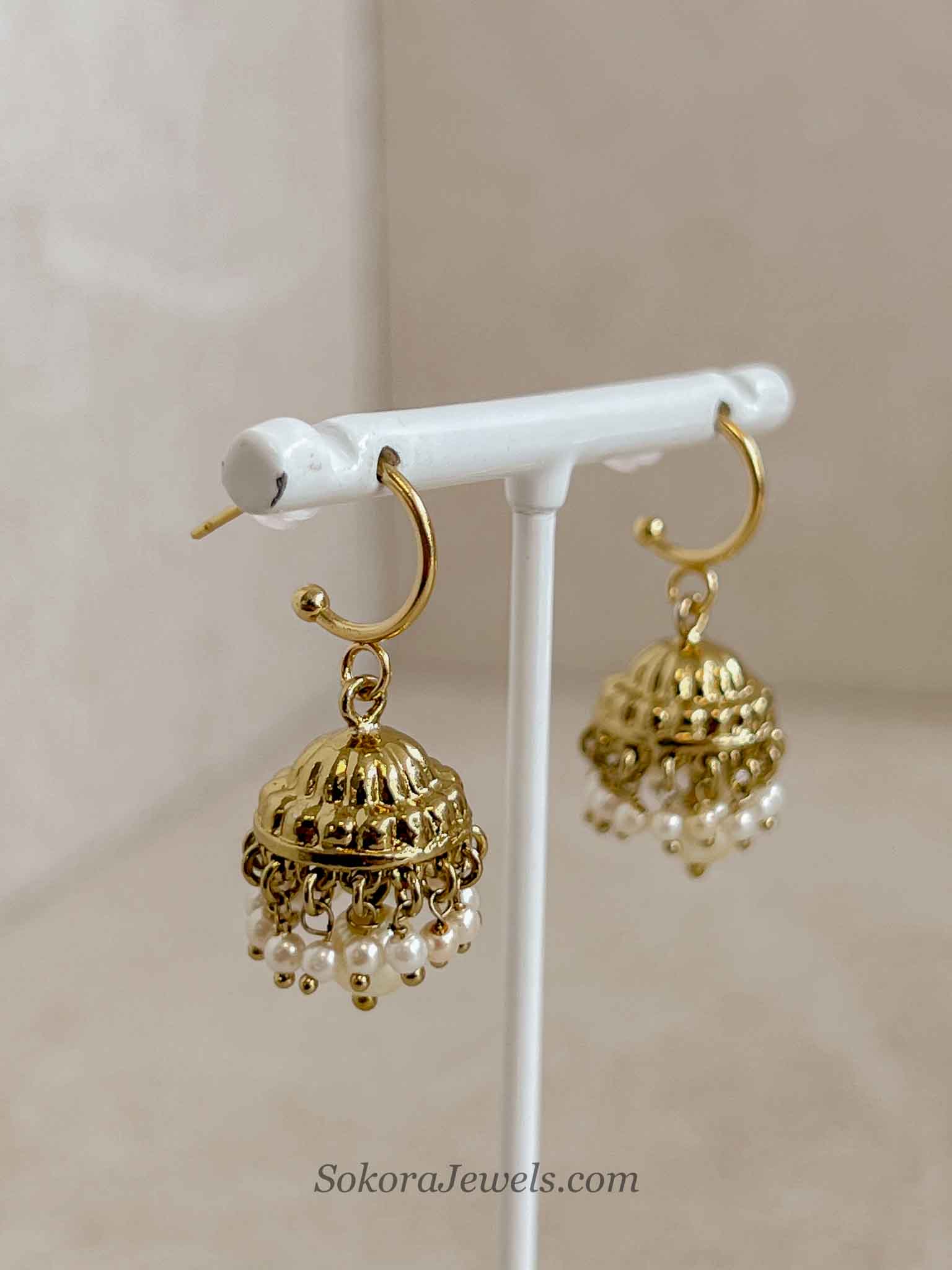 Small Jhumka Earrings - Pearl