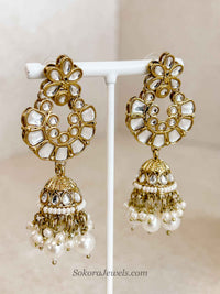 Pearl Faux Kundan Set with Jhumka Earrings