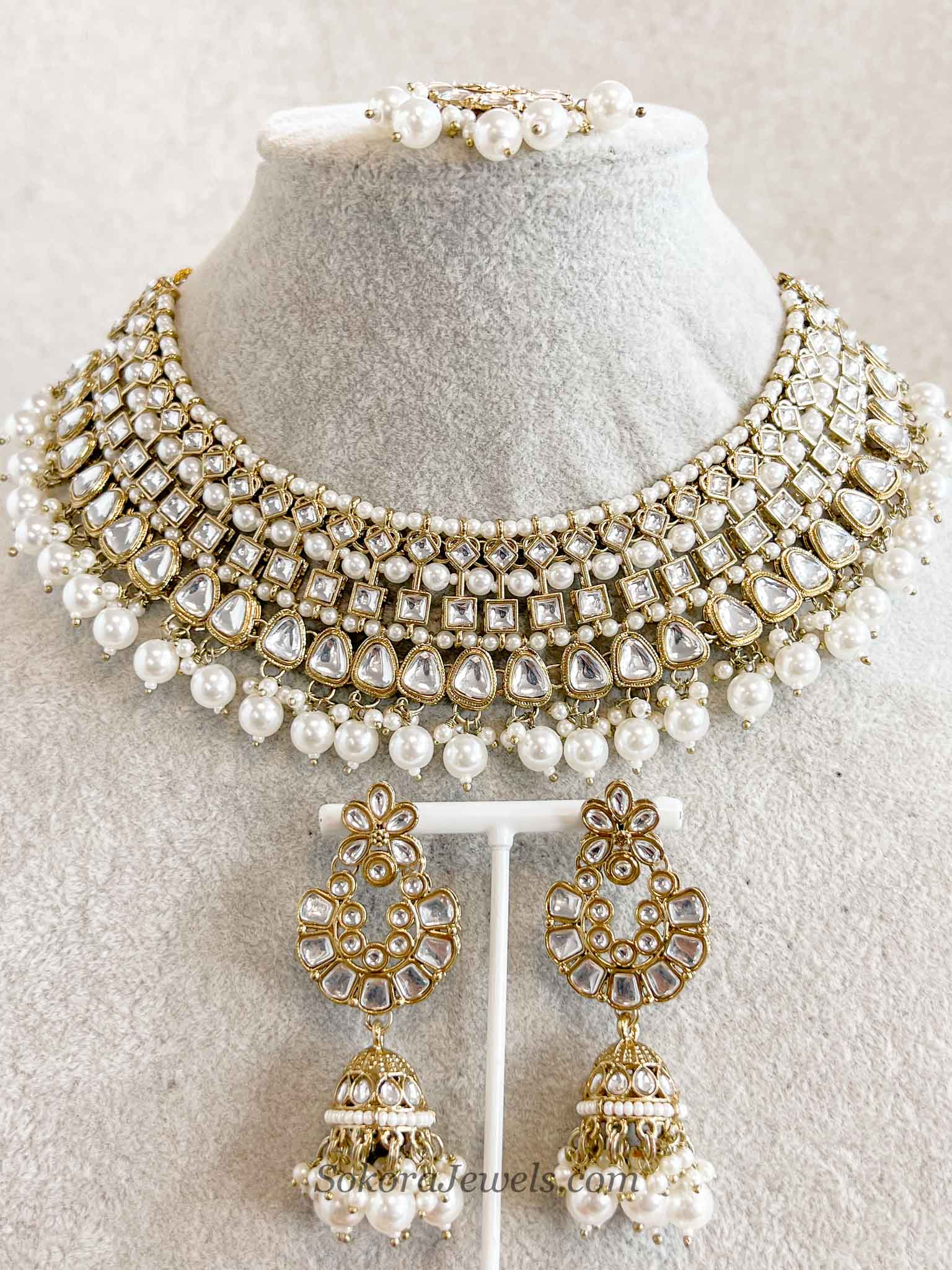 Pearl Faux Kundan Set with Jhumka Earrings
