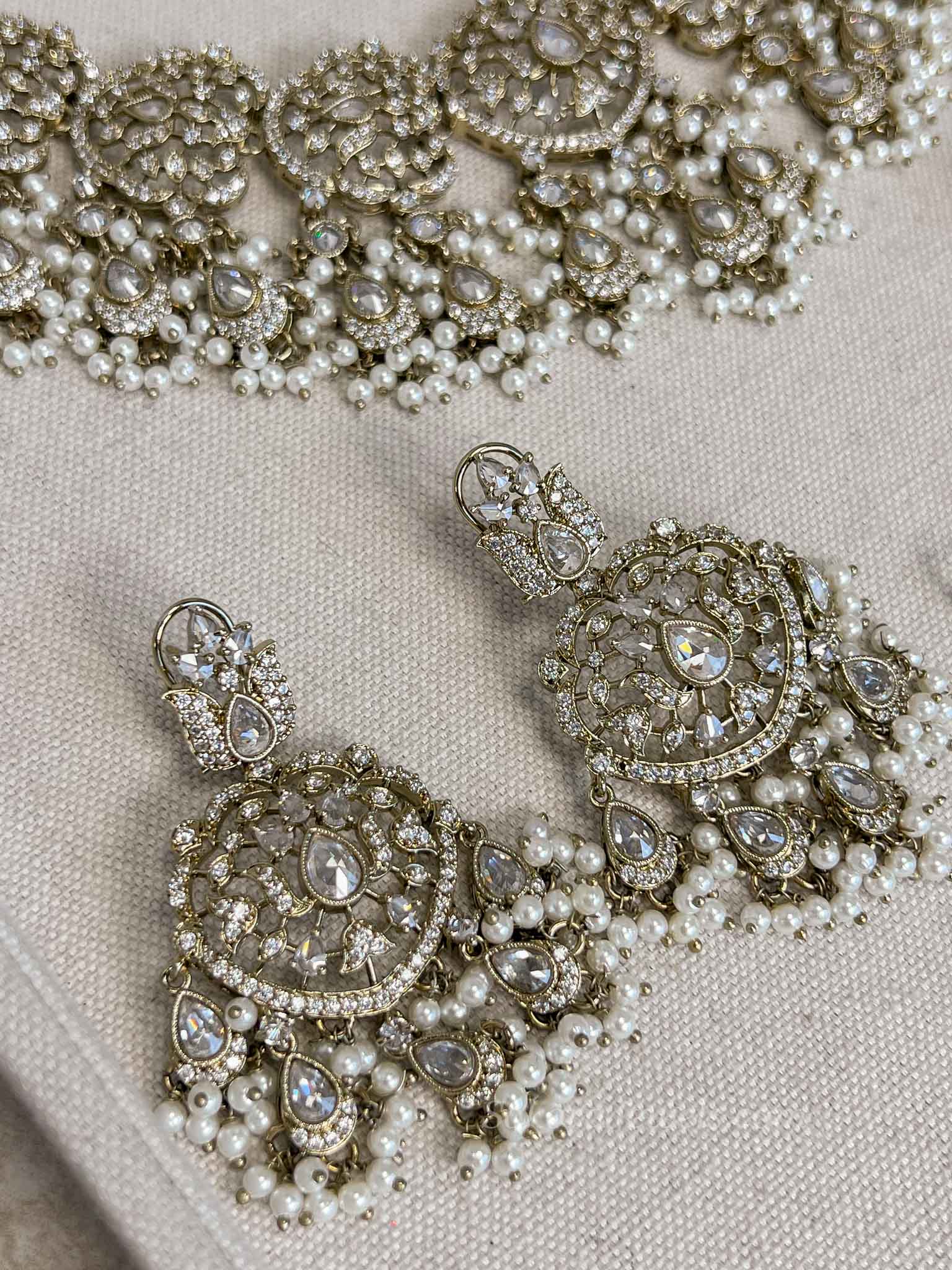 Sahar American Diamond Bridal Jewellery Set with Jhumar & Ring