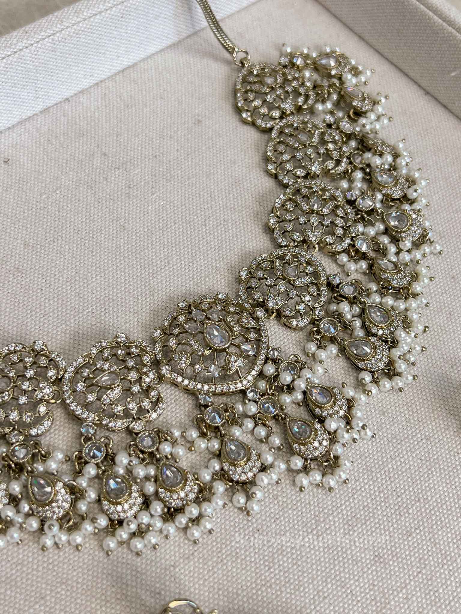 Sahar American Diamond Bridal Jewellery Set with Jhumar & Ring
