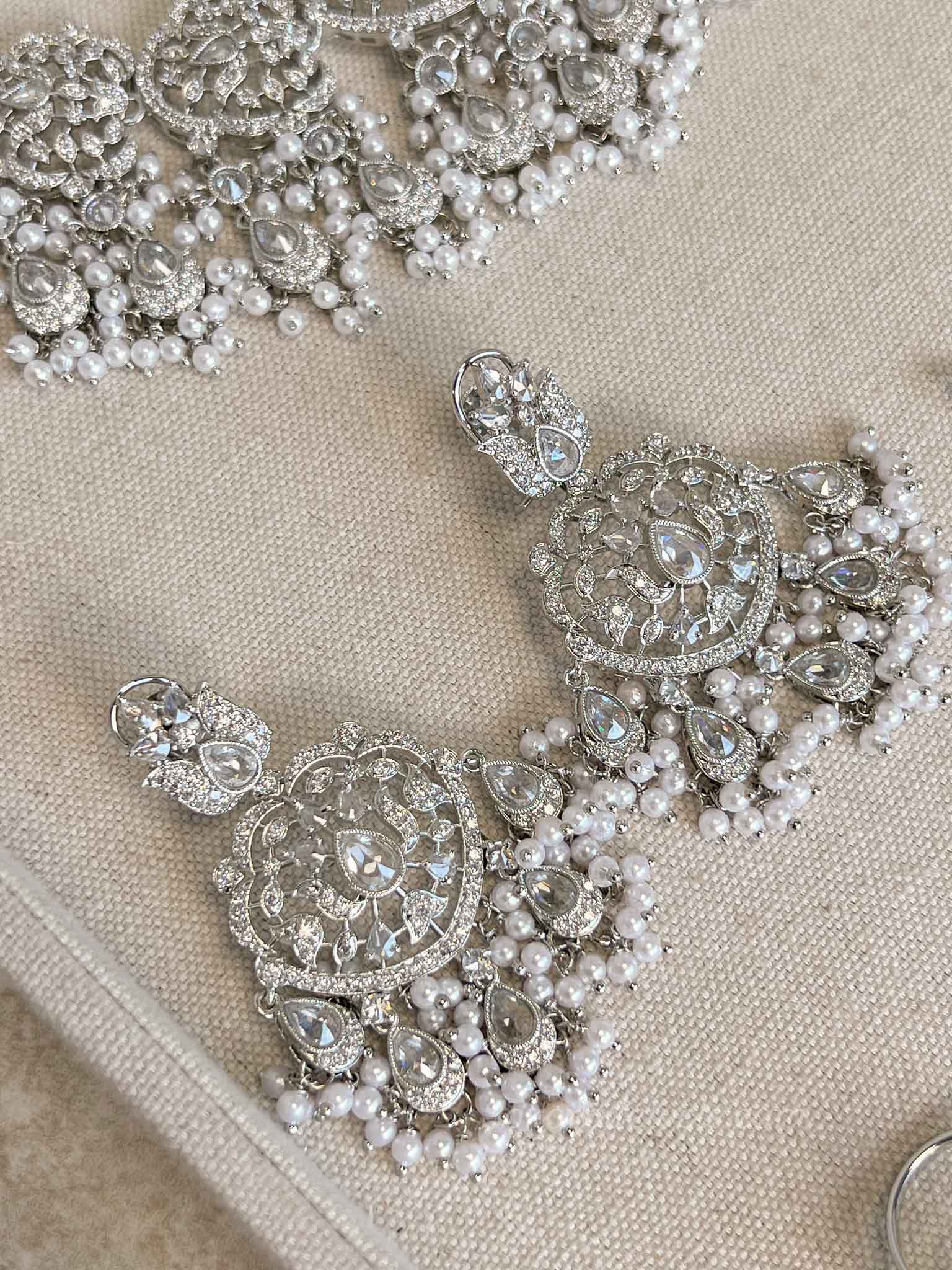 Sahar American Diamond Bridal Jewellery Set with Jhumar & Ring