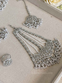 Sahar American Diamond Bridal Jewellery Set with Jhumar & Ring