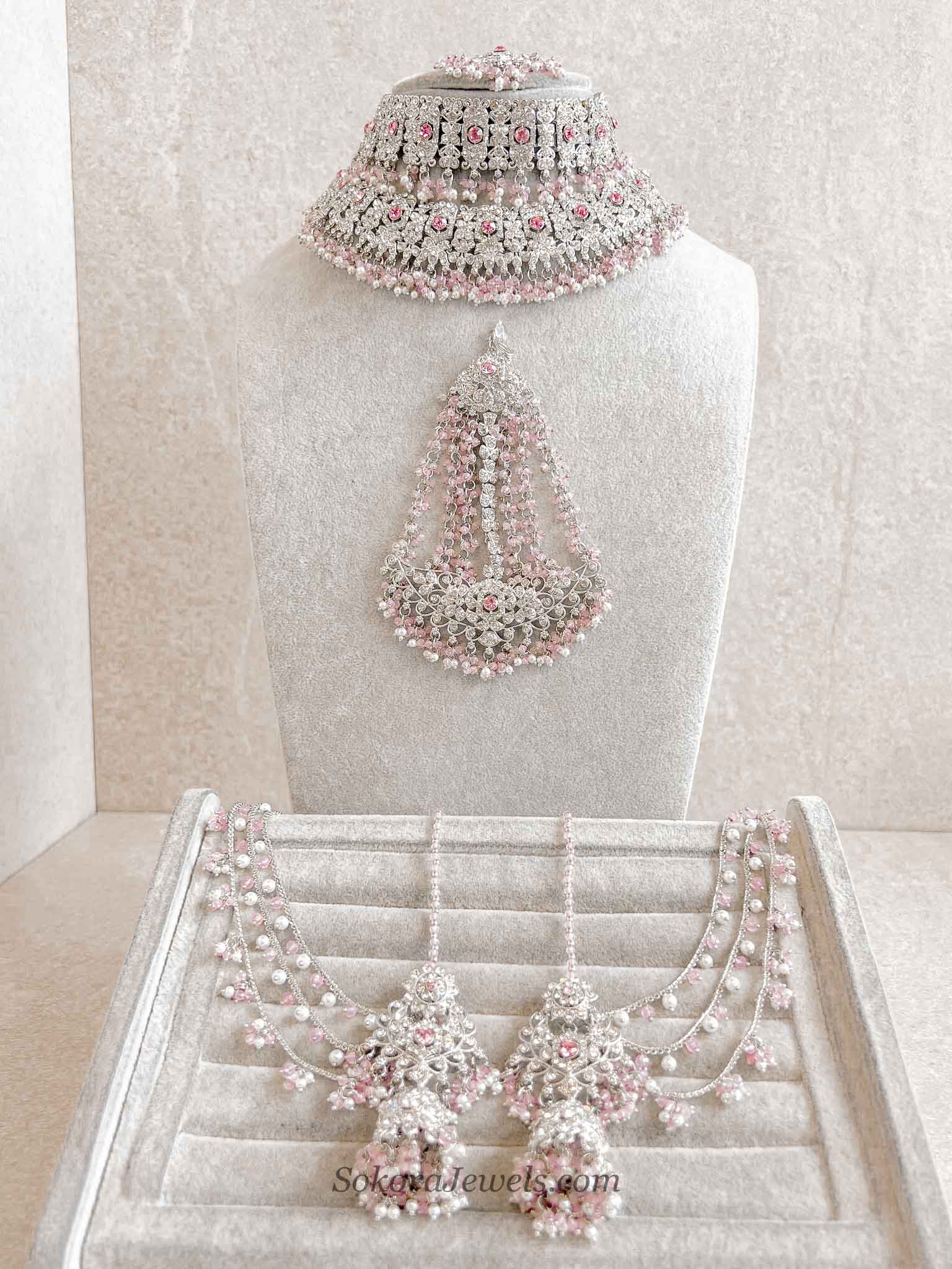 Sofura Silver Bridal Set - Light Pink