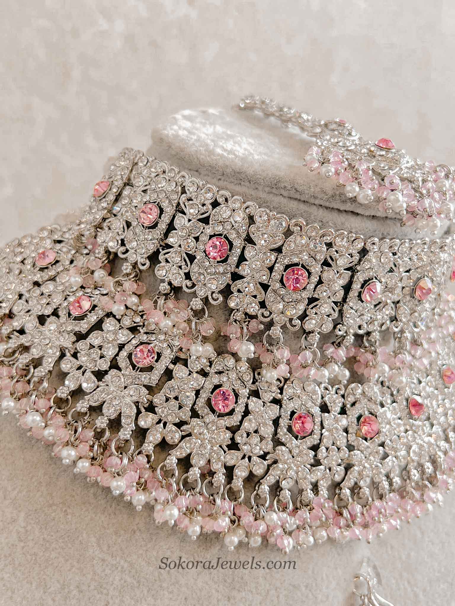 Sofura Silver Bridal Set - Light Pink