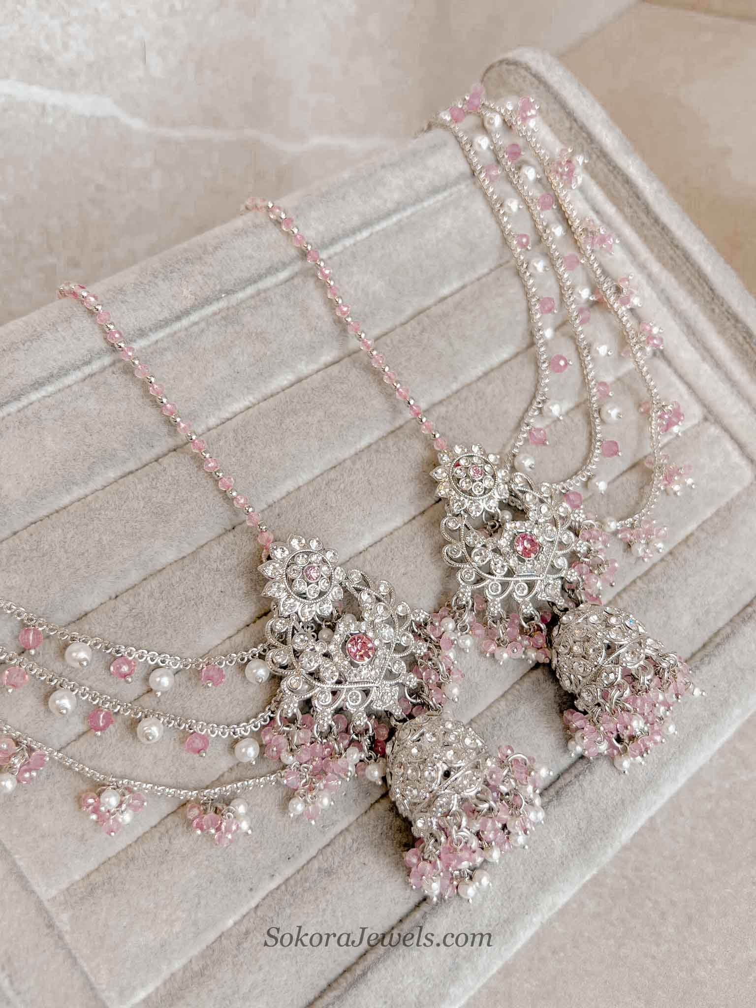 Sofura Silver Bridal Set - Light Pink