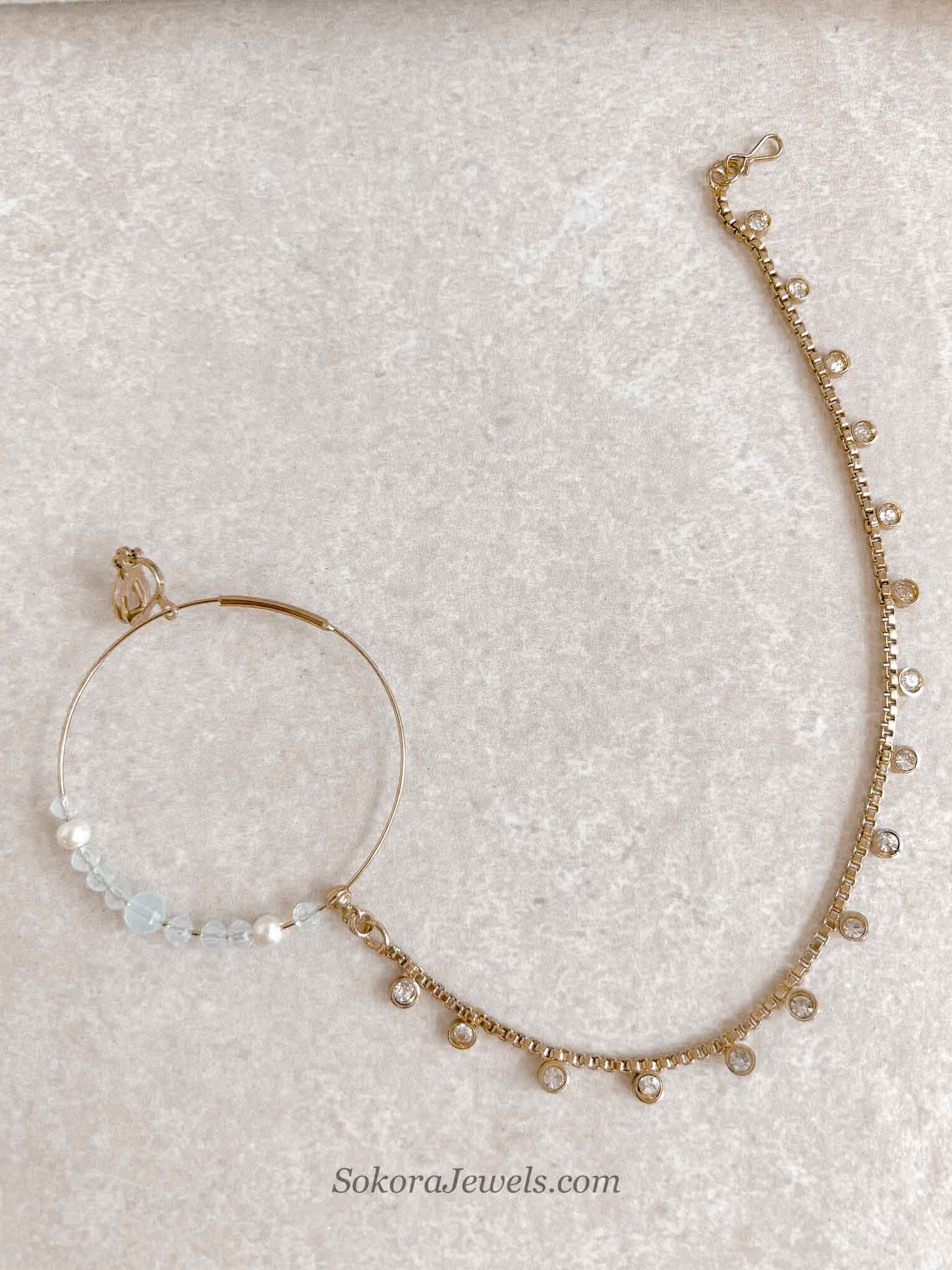 Zeba Bridal Double Choker Necklace set - Light Blue