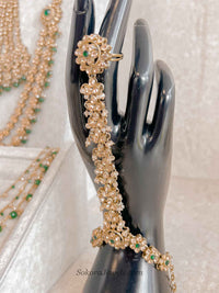 Golden Full Bridal set with Green beads