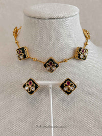 Dainty Kundan Green Motif Set