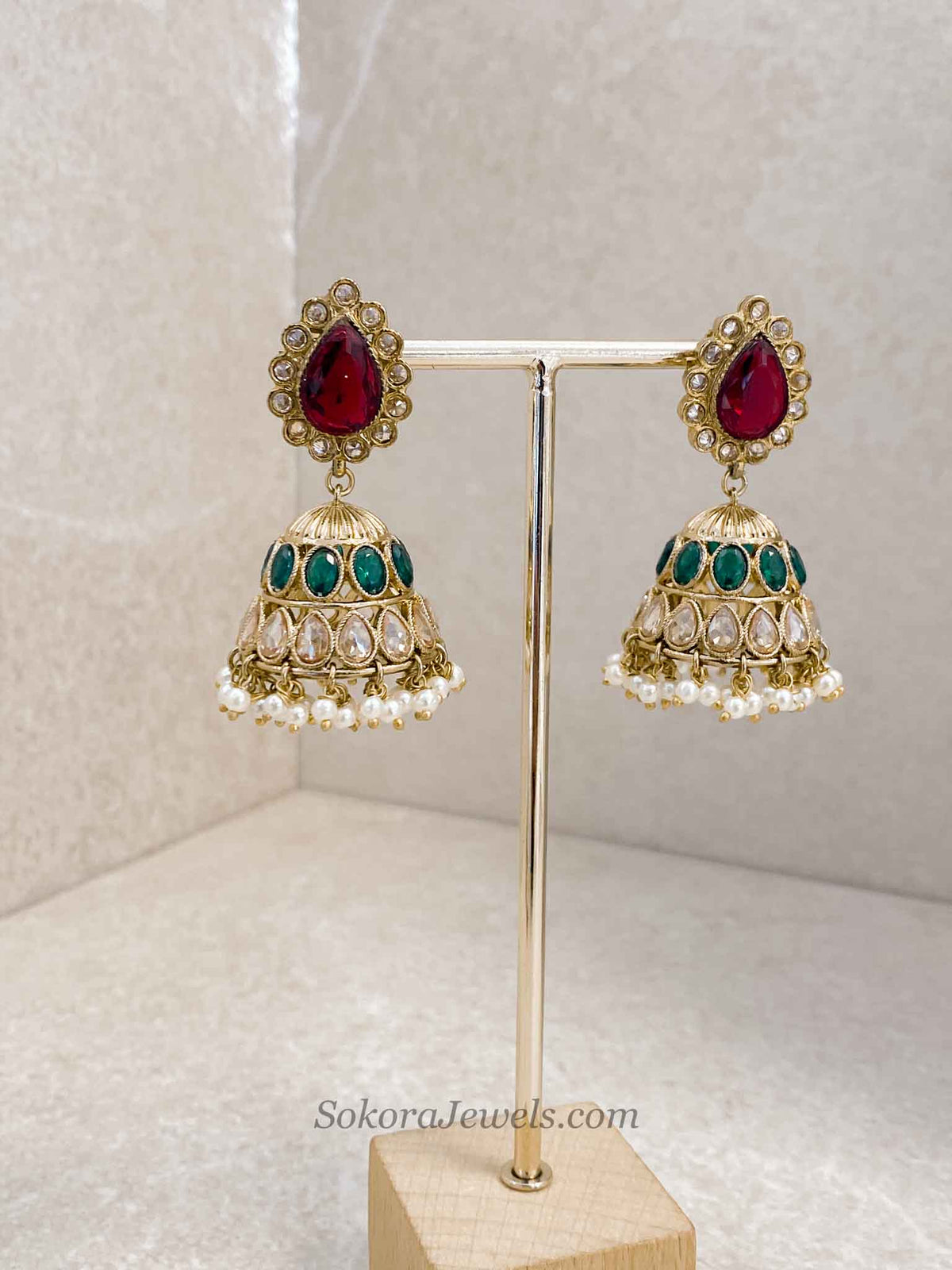 Sulayha Maroon & Green Bridal Jewellery Set