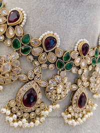 Sulayha Maroon & Green Bridal Jewellery Set
