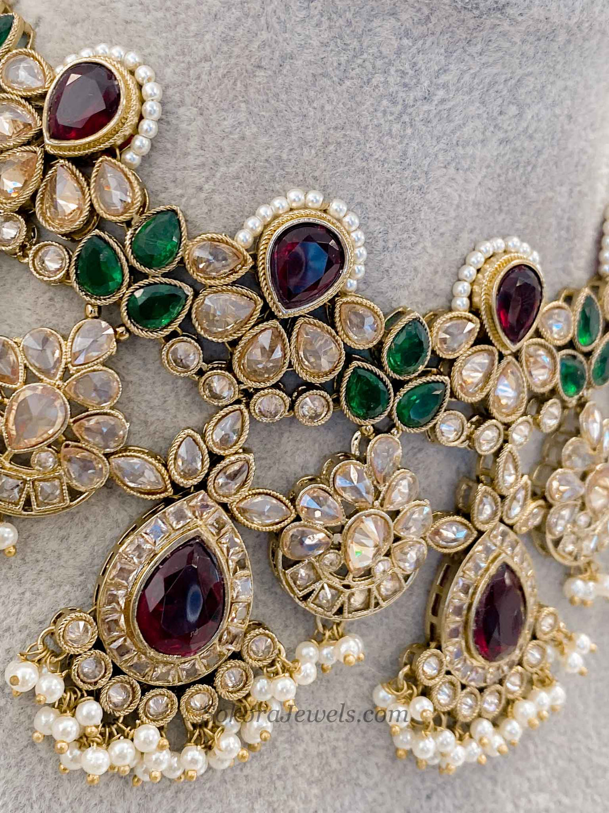 Sulayha Maroon & Green Bridal Jewellery Set